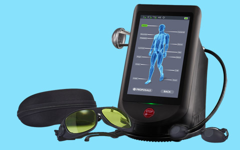 A closeup of the laser machine that helps with so many foot and ankle treatments.